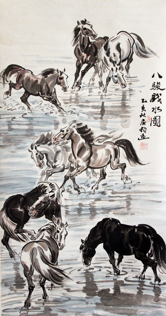 屈钧国画作品,尺寸为124.5x65.5