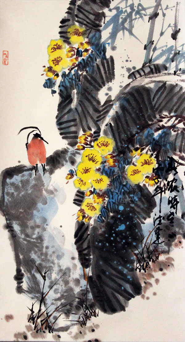 张德建国画作品,尺寸为85x46.5