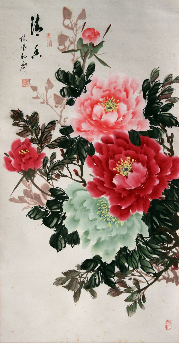林凤国画作品,尺寸为99x52.5