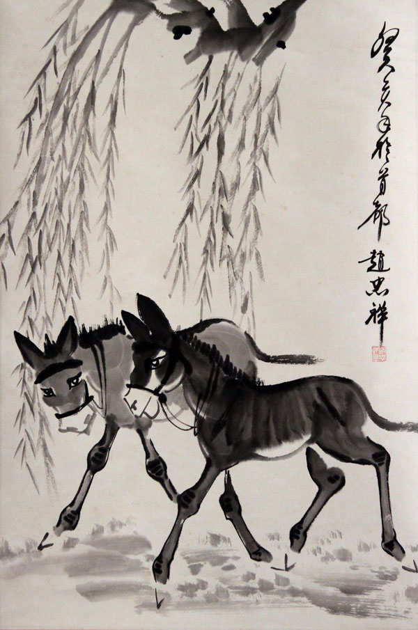 赵忠祥国画作品,尺寸为67.5x45.5