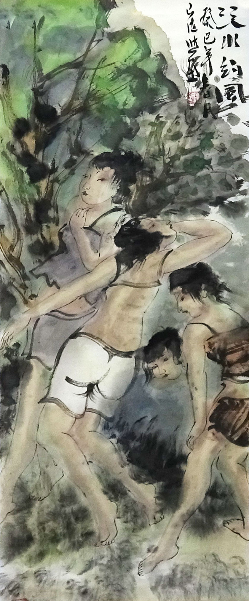 崔进 山水人物 100x34